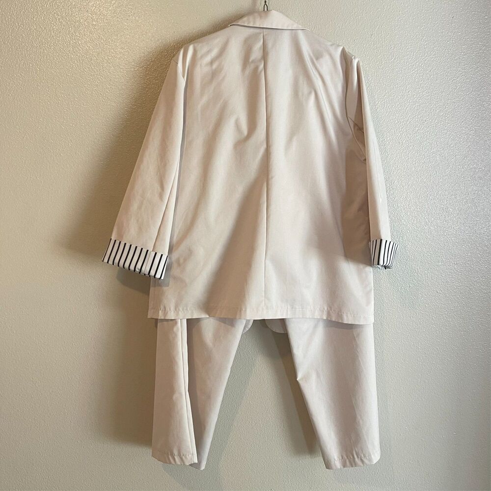 Women's Cream 2-pc Set Oversized Blazer Wide Leg Pants XXL Boss Lady Office Chic - Picture 7 of 9